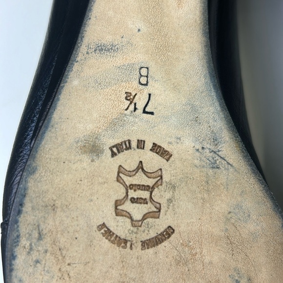 Amalfi Hector I Italian Black Leather Low Heels In Box Size 7 1/2B - Picture 6 of 10